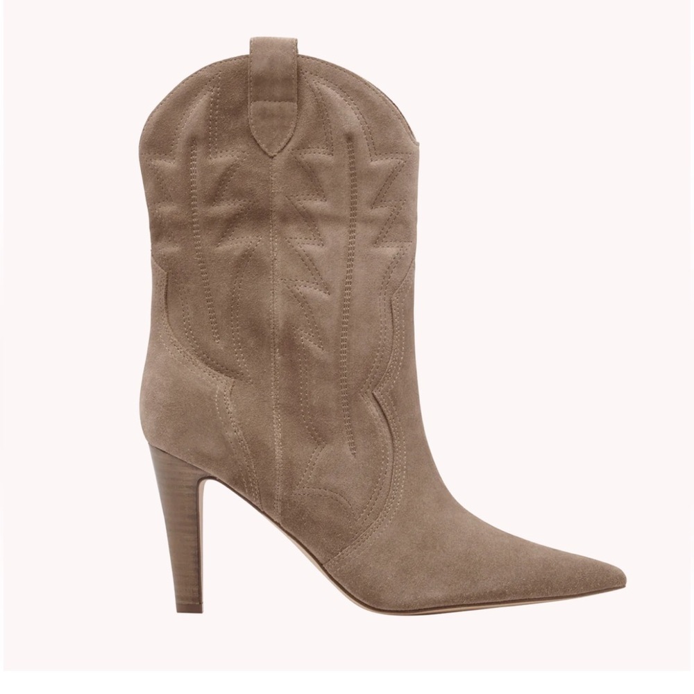 NIB Nine West Alama Tan Suede Western Cowboy Boots Pointed Toe Heeled Size 11 - Picture 5 of 5